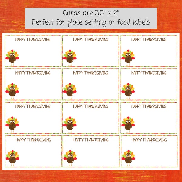 Thanksgiving name tags, Thanksgiving Food Labels, Fall Place Cards, Thanksgiving table décor, Name Cards, Turkey cards