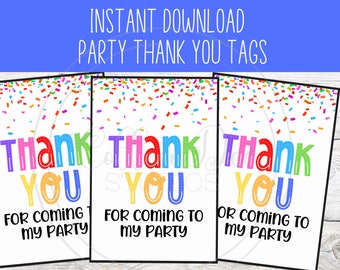 Thank You for Coming to My Party Printable Tag | Thank You Favor Tag | Colorful Tag | Party Thank You Tag | Kid Birthday Party | Goodie Bag