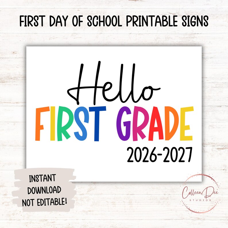 Hello FIRST GRADE 2026-2027 SIGN | 1st Day First Grade Sign | Start of ...