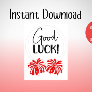 CHEER POM POMS Good Luck! Printable Tag | Team Good Luck Tag | Printable Tag | Pom Poms Team Tags | Pom Poms Good Luck | Cheer Good Luck Tag