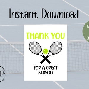 TENNIS Danke für eine tolle Saison Printable Tag | Danke-Tag | Printable Tag | Tennis Danke | Sofortdownload | Saisonende