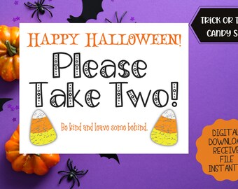 Printable Sign for Halloween Candy Bowl Trick or Treater | Etsy