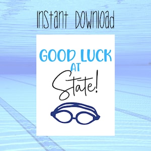 Swimming Good Luck at State Printable Tag | Team Good Luck Tag | Swim Team State Tag | Dive Team State Good Luck | Swim Dive Team Good Luck