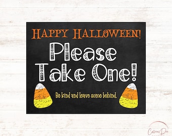 Printable Take One Candy Sign | Halloween Trick or Treat Sign | Instant download | Halloween Printable Candy Sign | DIY Halloween Decor