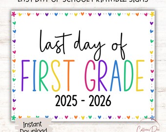 TEKEN EERSTE RANG 2025-2026 | Bord laatste dag van het eerste leerjaar | Einde schoolbord | Afdrukbare laatste schooldag | Afdrukbaar bord 1e leerjaar