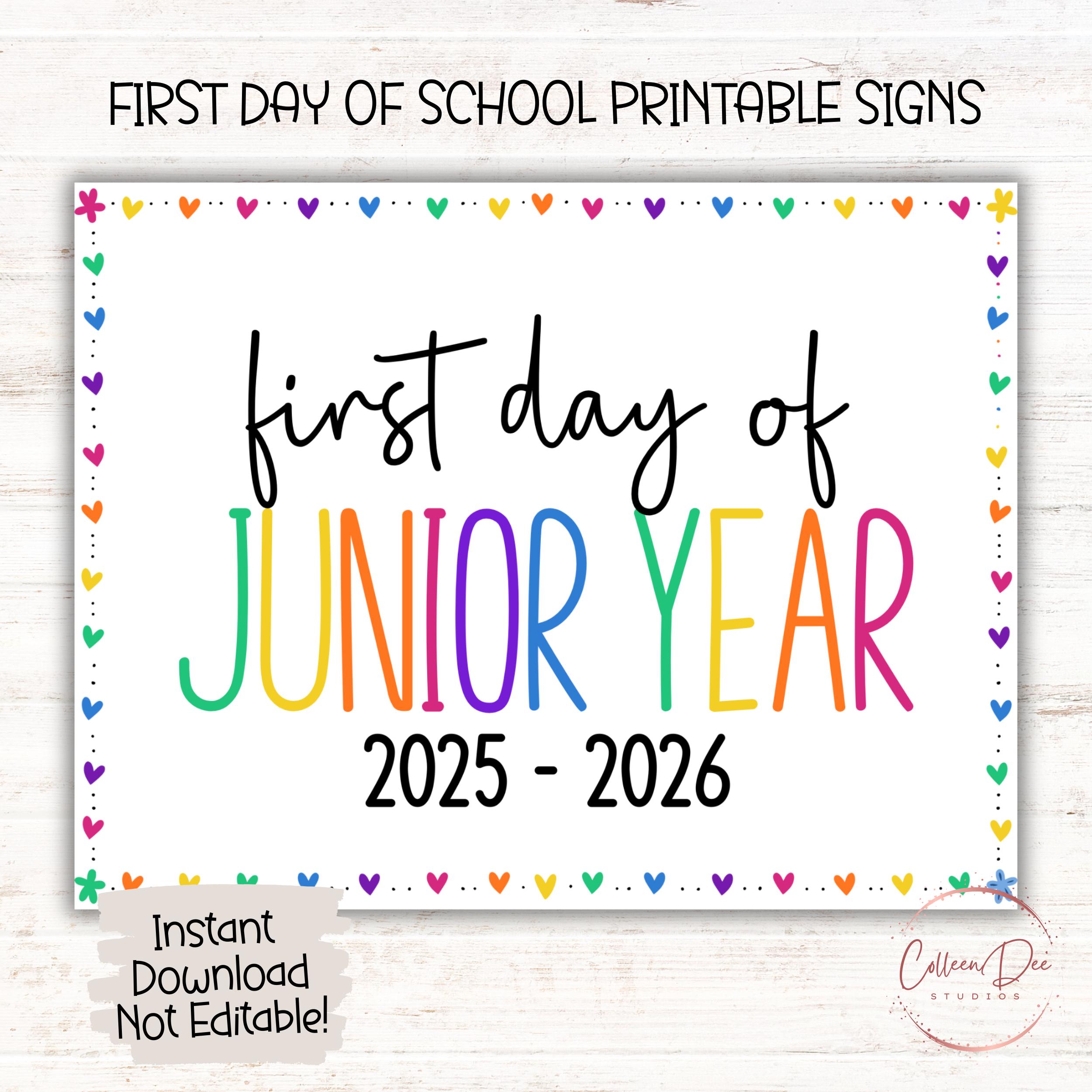 JUNIOR YEAR 2025-26 SIGN | 1st Day Eleventh Grade Sign | Start School Sign  | Printable First Day School Sign | Junior Year Printable Sign - Etsy, image size:2500x2500
