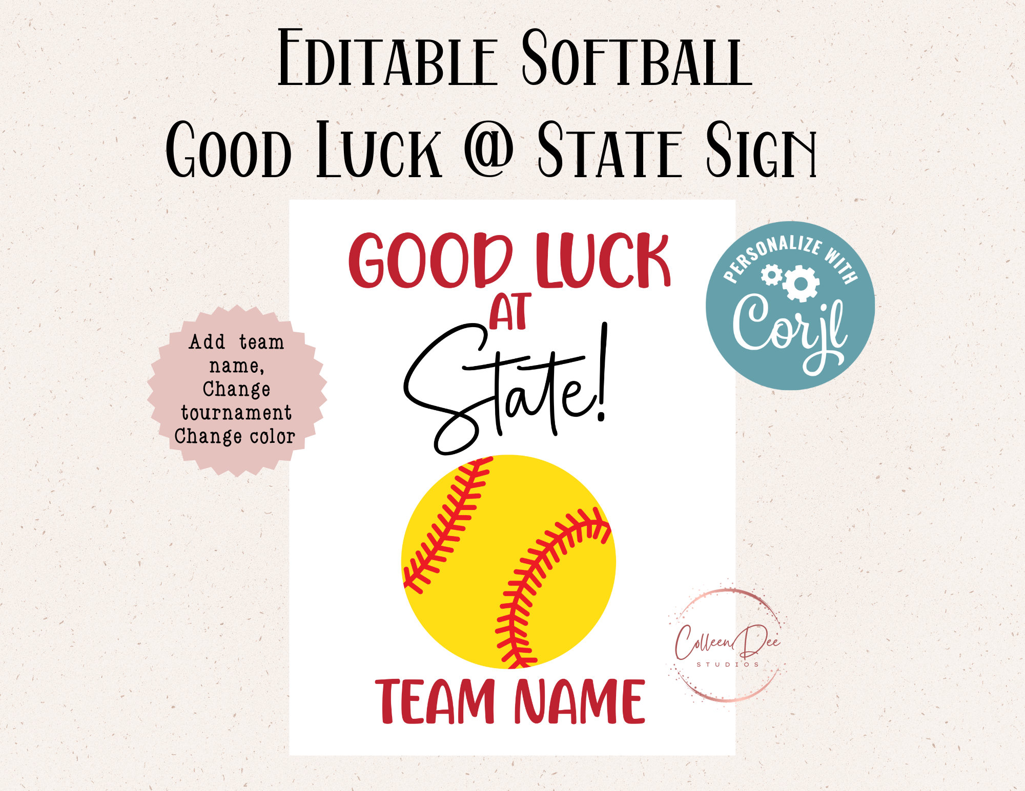 Editable SOFTBALL Good Luck at State Printable Tag Softball Good Luck