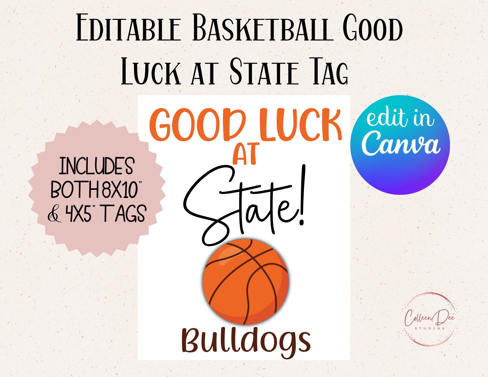 Editable Basketball Good Luck State Printable Tag Basketball Etsy