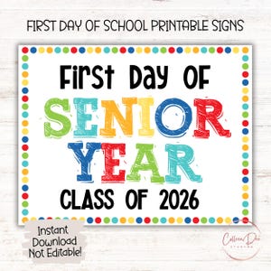 Cartello CLASSE ANNO SENIOR 2026 / Cartello 1° giorno anno senior / Cartello inizio scuola / Cartello stampabile primo giorno scuola / Cartello stampabile 12° anno