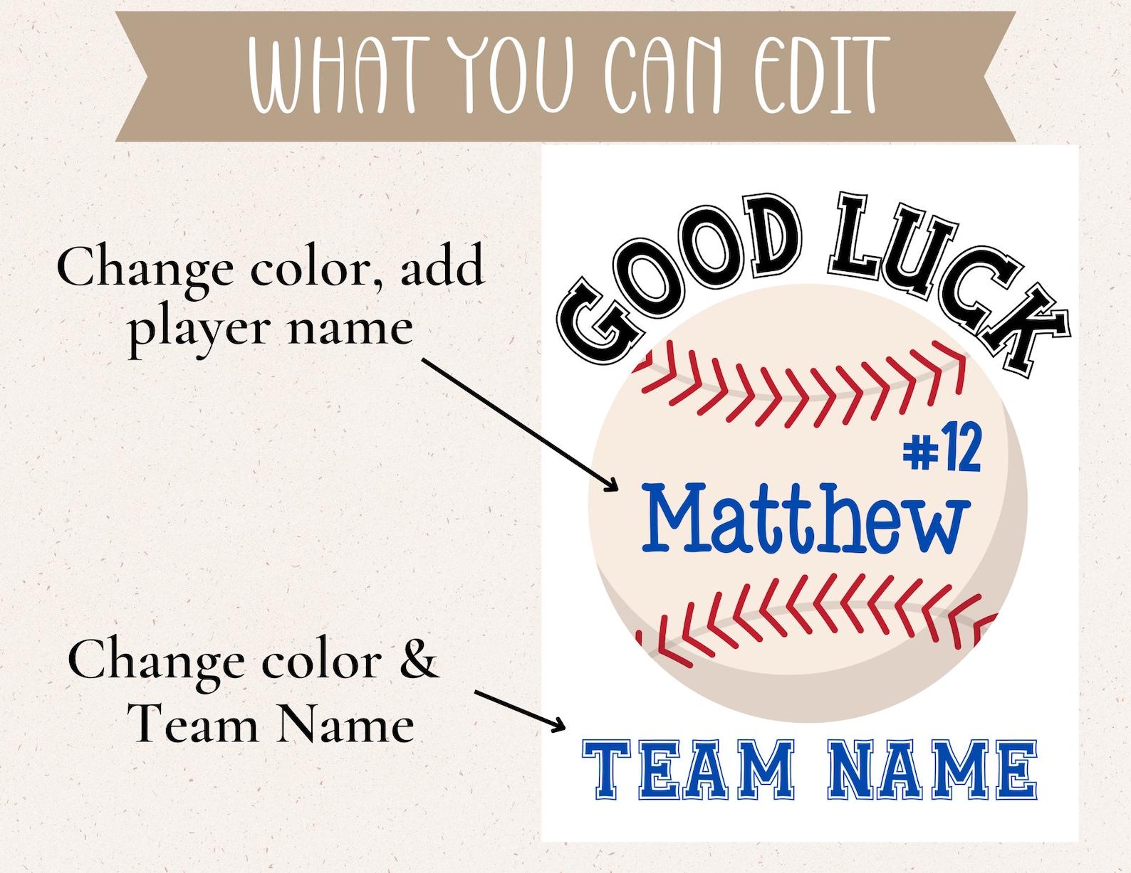 Editable Baseball Good Luck Printable Sign Baseball Team Etsy