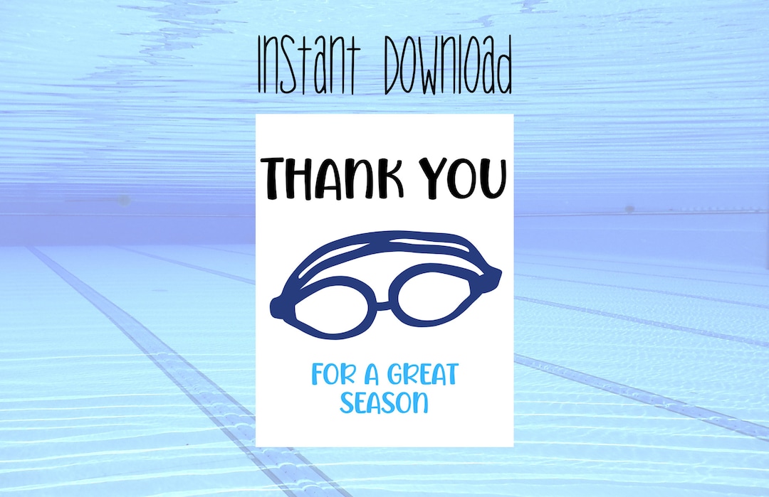 Swimming Thank You for a Great Season Printable Tag Thank You Swim Dive ...