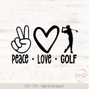 Peace Love Golf | SVG-PNG-bestand knippen | direct downloaden | Golfshirt | Golfliefde | Hart Vrede Hand Liefde | Golf-svg | Golfteam | Golfbaan