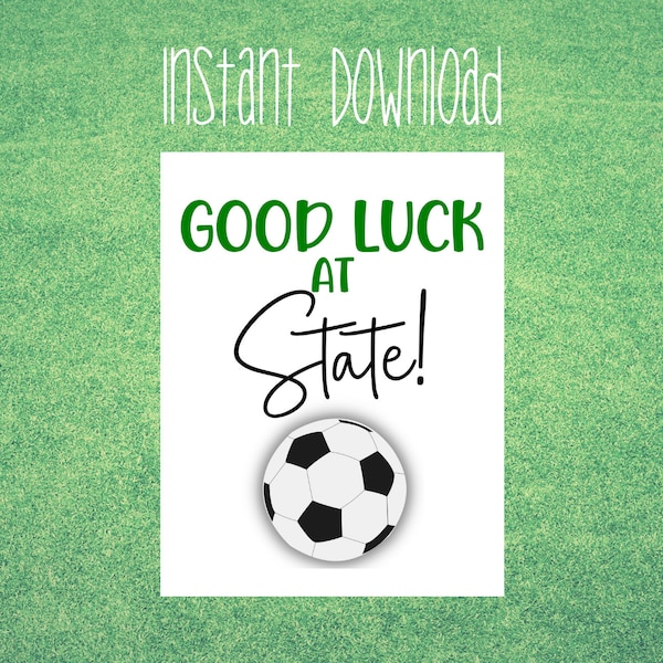 SOCCER Good Luck at State! Printable Tag | Team Good Luck Tag | Printable Tag | SOCCER Team State Tags | SOCCER Good Luck | Instant downlaod