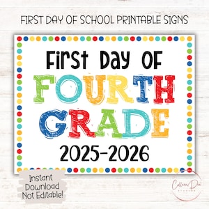 FOURTH GRADE 2025-26 SIGN | 1st Day of Fourth Grade Sign | Start of School Sign | Printable First Day School Sign | 4th Grade Printable Sign