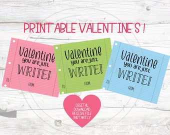 Valentine You Are Just Write Printable Valentine | Valentinstag Tags | Valentinstag | Sofort Download | Du bist nur Schreiben | Schule Valentine