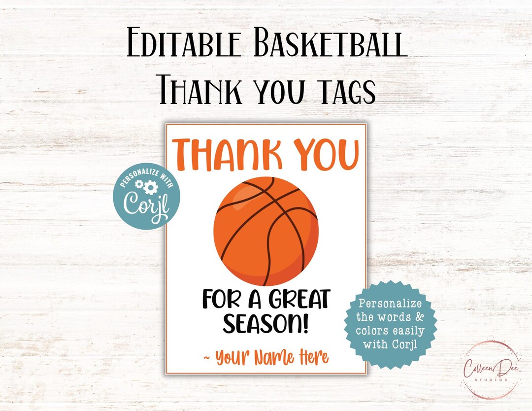 EDITABLE Basketball Thank You Printable Tag | Thank You for a Great ...