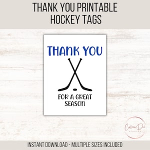Hockey Thank You for a Great Season Printable Tag | Thank You Tag | Printable Thank You | Hockey Team | Instant download | multiple sizes