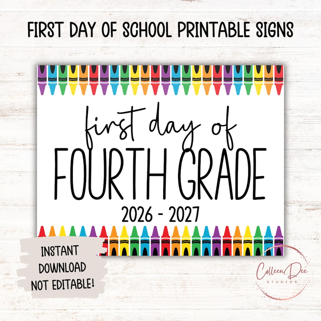 FOURTH GRADE 2026-2027 SIGN | 1st Day of Fourth Grade Sign | Start ...
