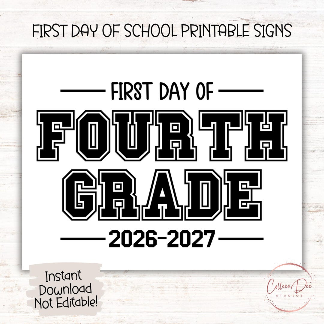 FOURTH GRADE 2026-2027 SIGN | 1st Day of Fourth Grade Sign | Start ...