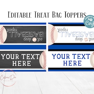 Eat, Sleep Baseball-Wiederholungsbehandelter Topper Bearbeitbar in Corjl | Baseball-Mannschaft | Printable Tag | Baseball-Party | Leckerli-Taschenanhänger | Baseball Saison