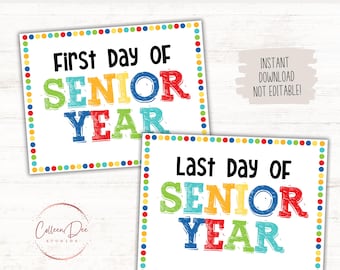 FIRST and LAST Day of SENIOR Year Sign Set | 1st Day of 12th Grade Printable | Back to School | Last Day School | Picture Photo Prop | 12th