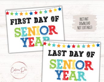 FIRST and LAST Day of SENIOR Year Sign Set | 1st Day of 12th Grade Printable | Back to School | Last Day School | Picture Photo Prop | 12th