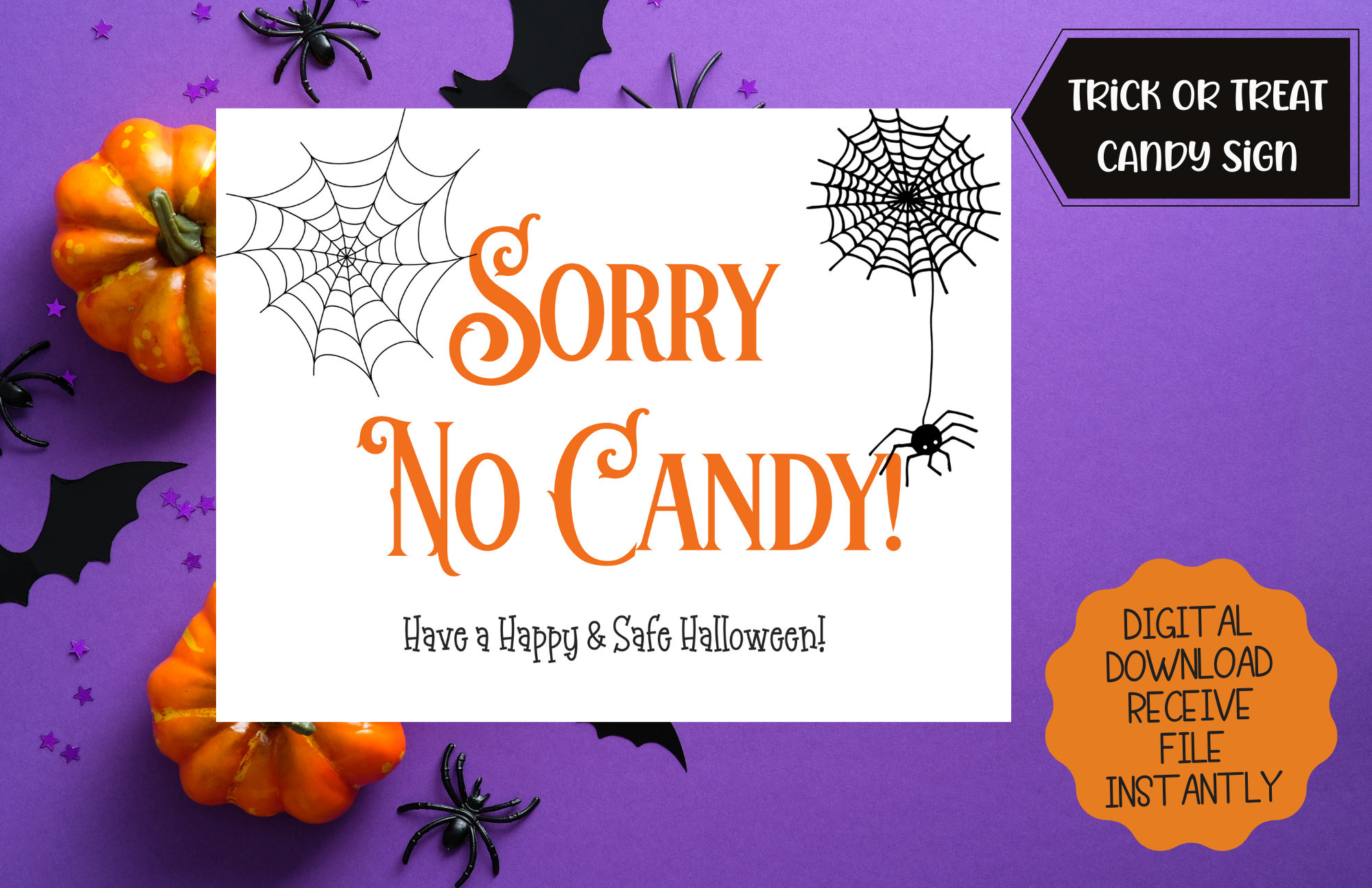 Sorry No Candy Printable Sign Trick or Treater Sign Etsy