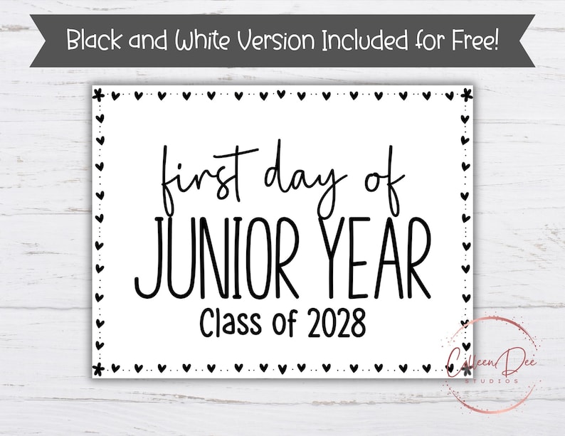 Jr. Senior Number Sign First Day of JUNIOR YEAR Class 2028 SIGN | Start School Sign ...