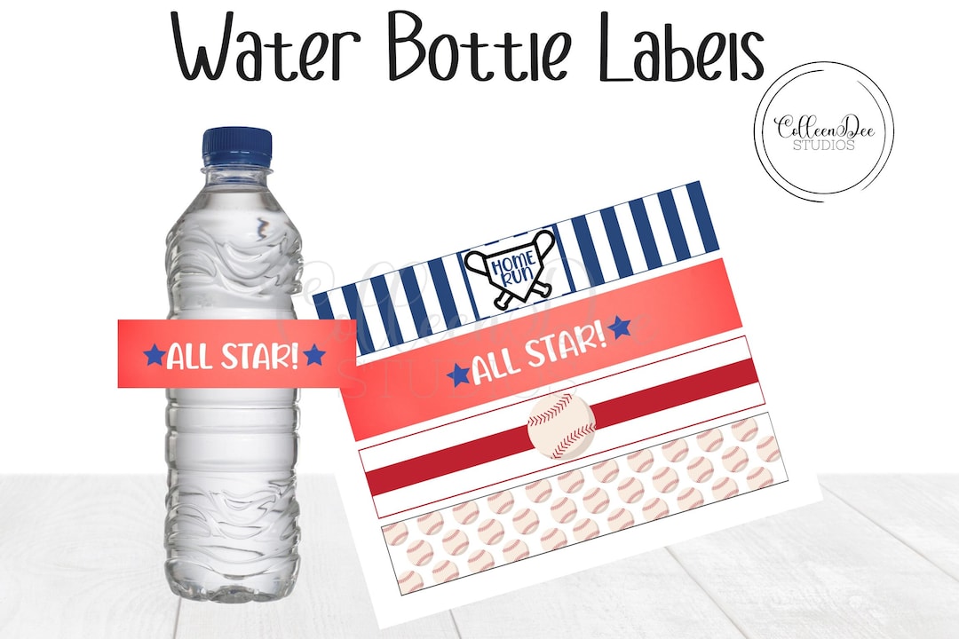 Baseball Water Bottle Labels Water Bottle Wraps Baseball Party