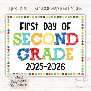 SECOND GRADE 2025-26 SIGN | 1st Day of Second Grade Sign | Start of School Sign | Printable First Day School Sign | 2nd Grade Printable Sign