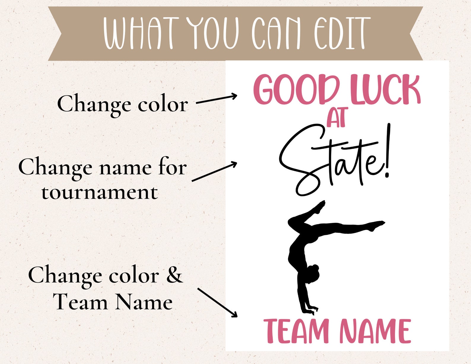 Editable Gymnastics Good Luck State Printable Tag | Gymnastics Team ...