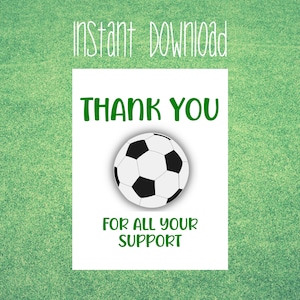 SOCCER Danke für all Ihre Unterstützung Printable Tag | Danke-Tag | Printable Tag | Sofortdownload | Fußball-Team-Unterstützung Danke Tags