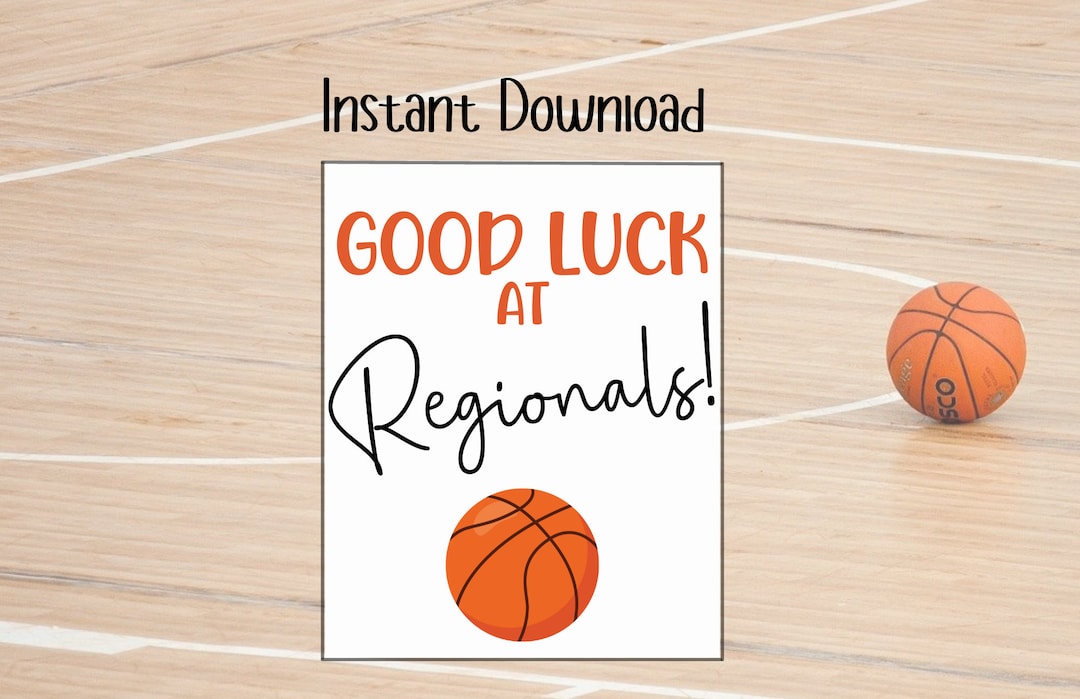 Basketball Good Luck at Regionals Printable Tag Team Good Etsy