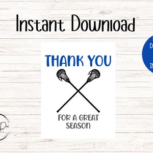 Lacrosse Thank You for a Great Season Printable Tag | Thank You Tag ...