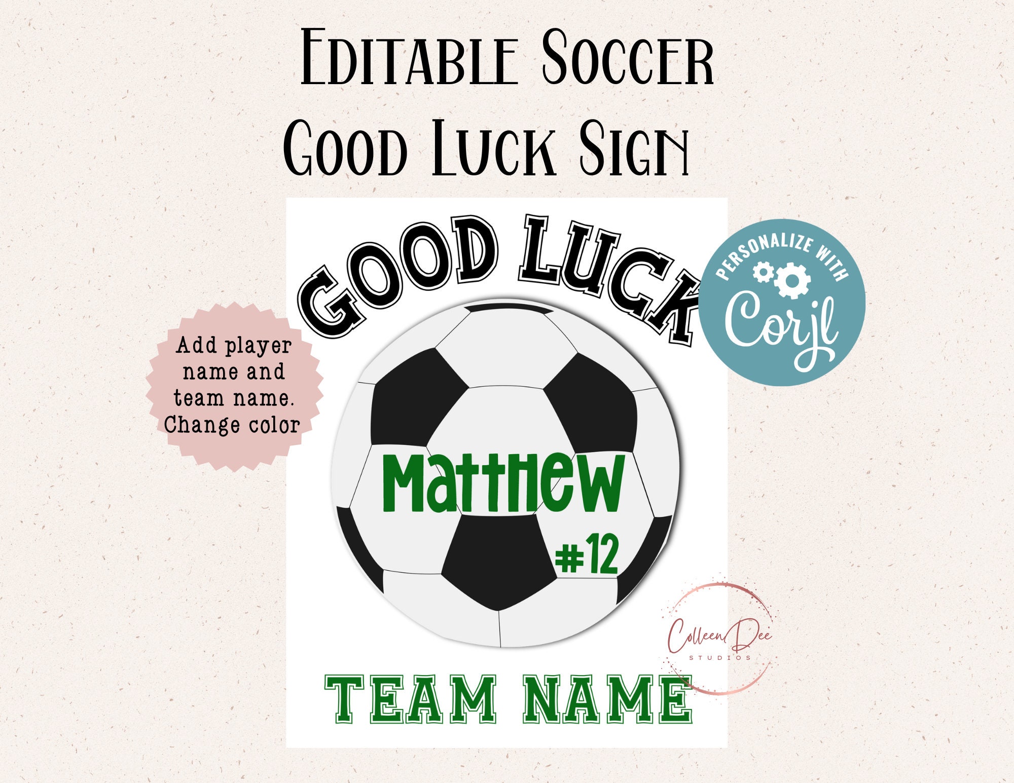 Editable Soccer Good Luck Printable Sign Soccer Team Good Etsy