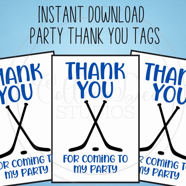 Hockey Thank You for Coming to My Party Printable Tag | Thank You Tag | Party Thank You Tag | Hockey Printable Thank You | Party Tag