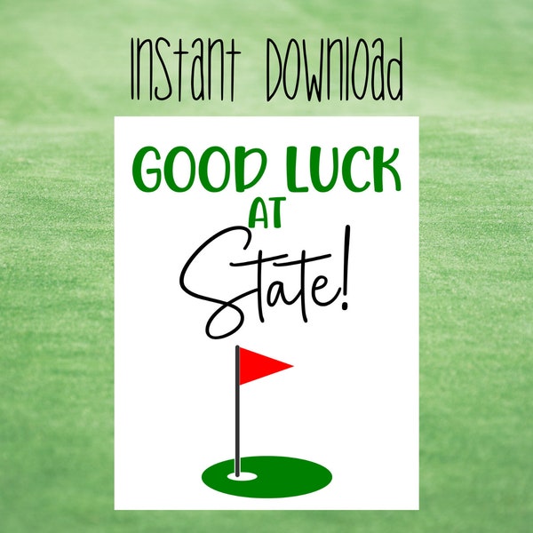 GOLF Good Luck at State! Printable Tag | Team Good Luck Tag | Printable Tag | Golf Team State Tag | Golf Good Luck | Good Luck at State Golf
