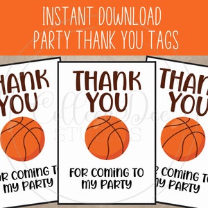 Basketball Merci d'être venu à ma fête Étiquette imprimable | Étiquette de remerciement | Étiquette de remerciement de fête | Basketball imprimable merci | Étiquette de fête