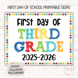 THIRD GRADE 2025-26 SIGN | 1st Day of Third Grade Sign | Start of School Sign | Printable First Day School Sign | 3rd Grade Printable Sign