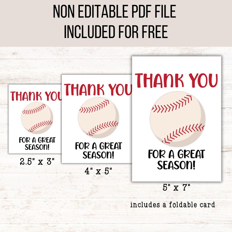EDITABLE Baseball Thank You Printable Tag | Thank You for a Great ...