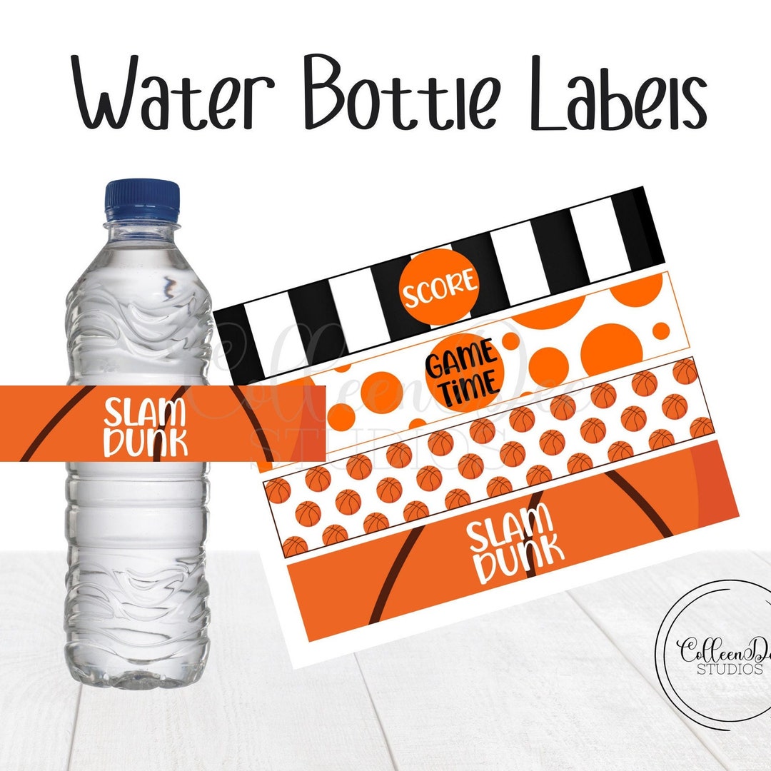 Basketball Water Bottle Labels Water Bottle Wraps Basketball Party