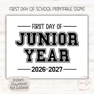 JUNIOR YEAR 2026-2027 SIGN | 1st Day Eleventh Grade Sign | Start School Sign | Printable First Day School Sign | Junior Year Printable Sign