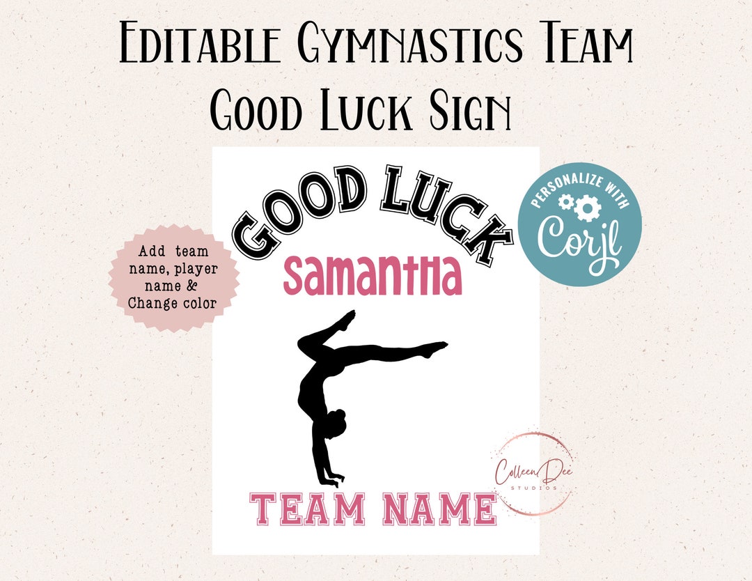 Editable Gymnastics Good Luck Printable Sign | Gymnastics Team Good ...