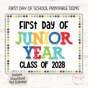 JUNIOR YEAR CLASS 2028 Sign | 1st Day 11th Grade Sign | Start School Sign | Printable First Day School Sign | Junior Year Printable Sign