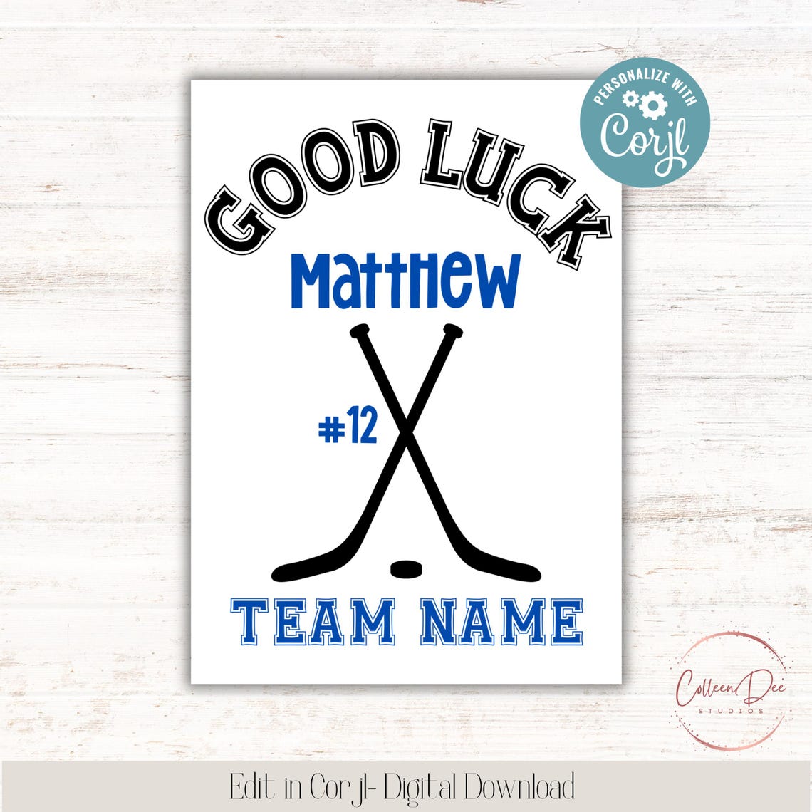 Editable Hockey Good Luck Printable Sign | Hockey Team Good Luck | Edit