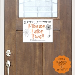 Printable sign for Halloween Candy Bowl | Trick or Treater sign | Instant download | Please Take Two | Halloween Printable Candy Sign Take 2 image 3