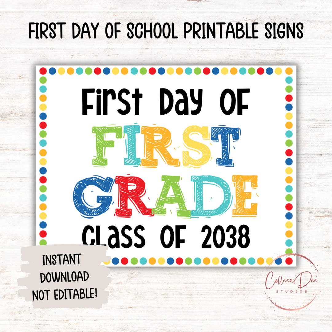 FIRST GRADE CLASS 2038 Sign | 1st Day First Grade Sign | Start of ...