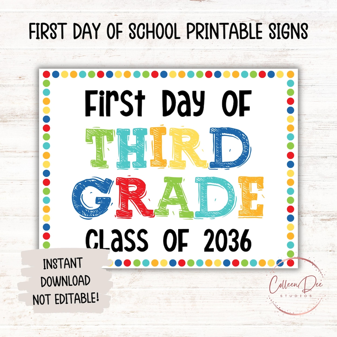 THIRD GRADE CLASS 2036 Sign | 1st Day Third Grade Sign | Start of ...