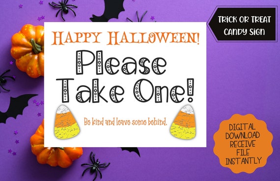 Printable Sign for Halloween Candy Bowl Trick or Treater - Etsy