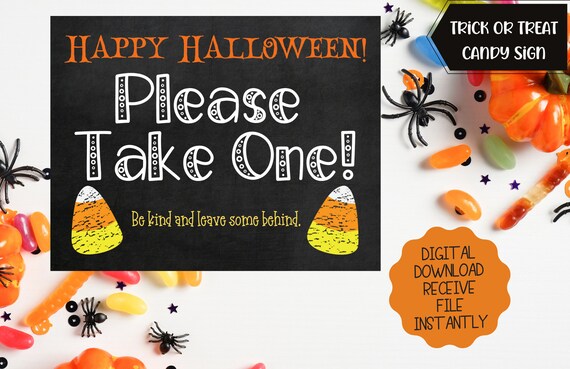 Printable Sign for Halloween Candy Bowl Trick or Treater | Etsy